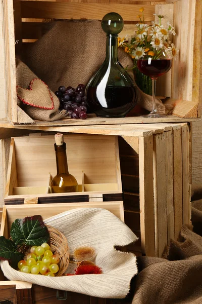 Stilleven met fles wijn — Stockfoto