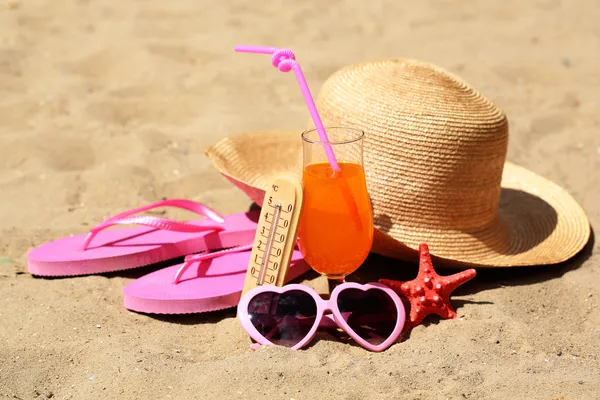 Thermometer in sand close-up — Stock Photo, Image