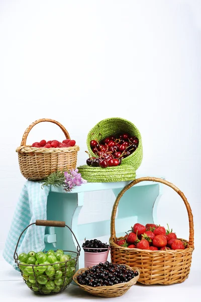 Fresh berries in baskets — Stock Photo, Image