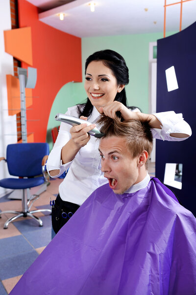 man in beauty salon