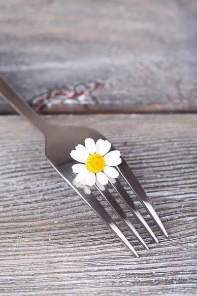 デイジーの花とフォーク — ストック写真
