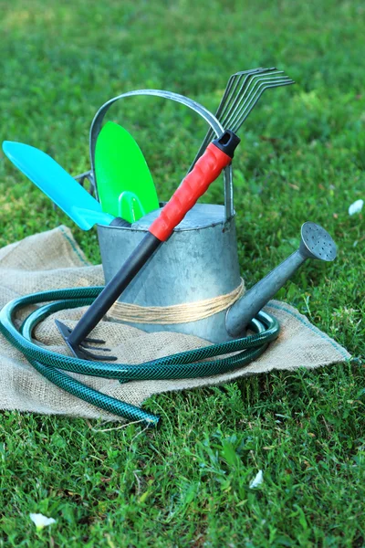 Εργαλεία για την πράσινη χλόη κήπων — Φωτογραφία Αρχείου