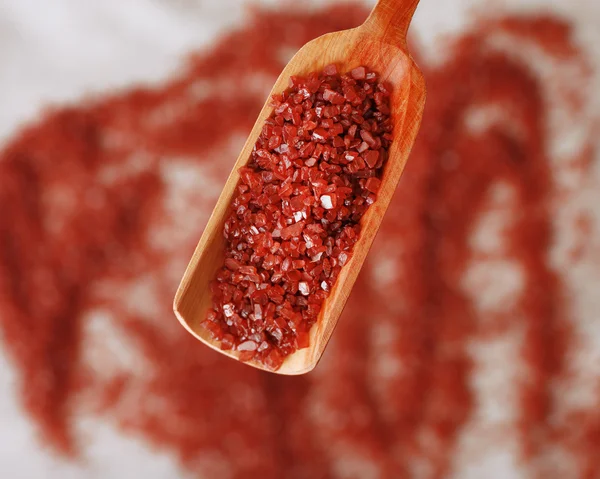 Sea salt in wooden spoon — Stock Photo, Image