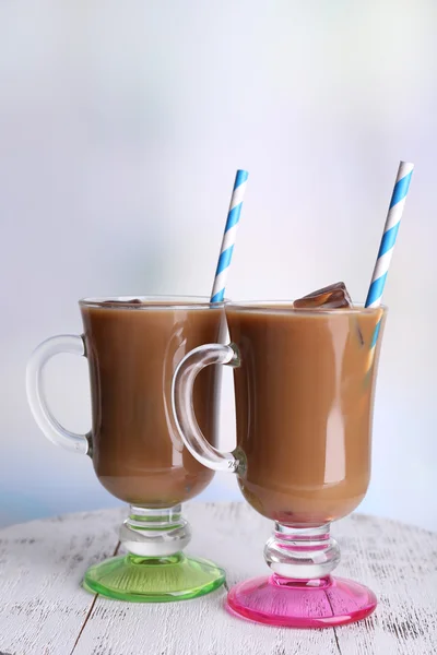 Glasses of iced milk coffee — Stock Photo, Image