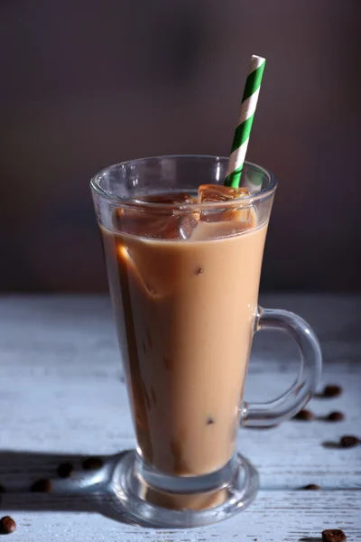 Glass of iced milk coffee — Stock Photo, Image