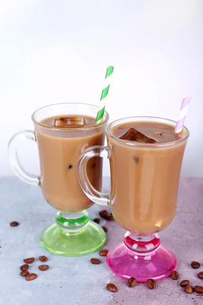 Glasses of iced milk coffee — Stock Photo, Image