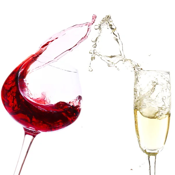 Copas con vino y champán — Foto de Stock