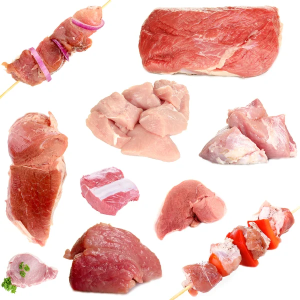 Collage de carne cruda —  Fotos de Stock