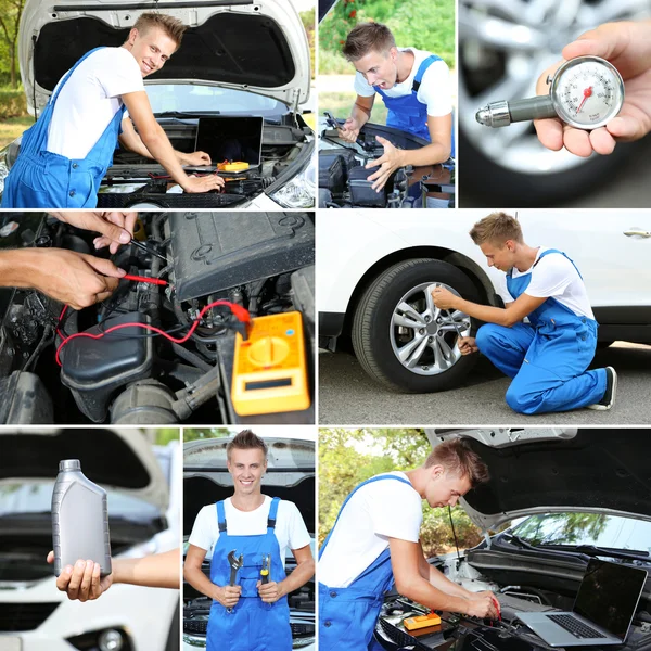 自動車修理工のコラージュ — ストック写真