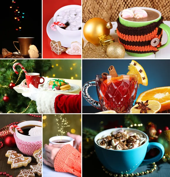 Vánoční nápoje koláž — Stock fotografie