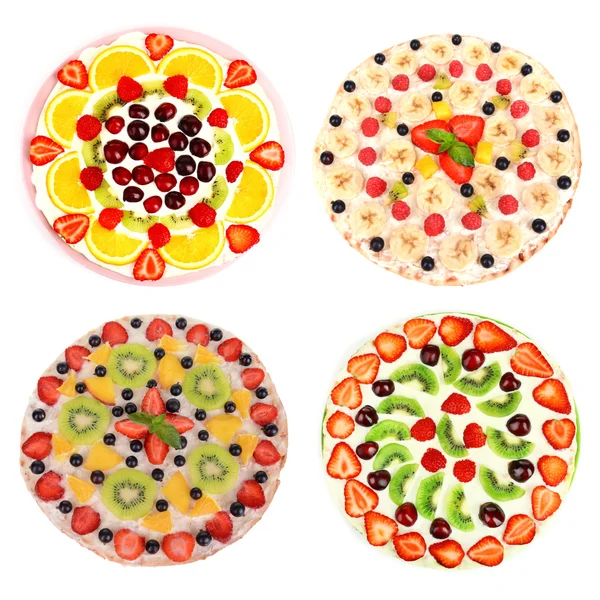 Collage de diferentes pizzas aisladas en blanco —  Fotos de Stock