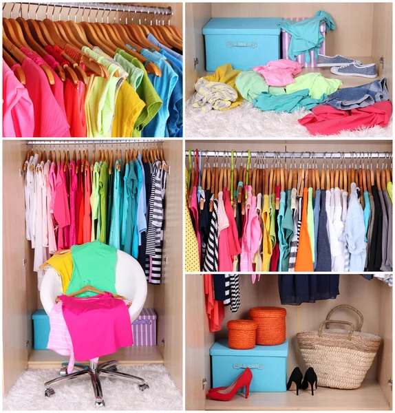 Garderobe met kleren collage — Stockfoto