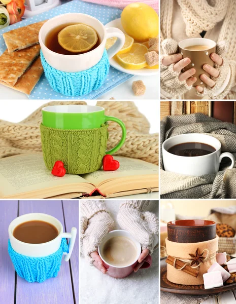 Collage of hot drinks — Stock Photo, Image