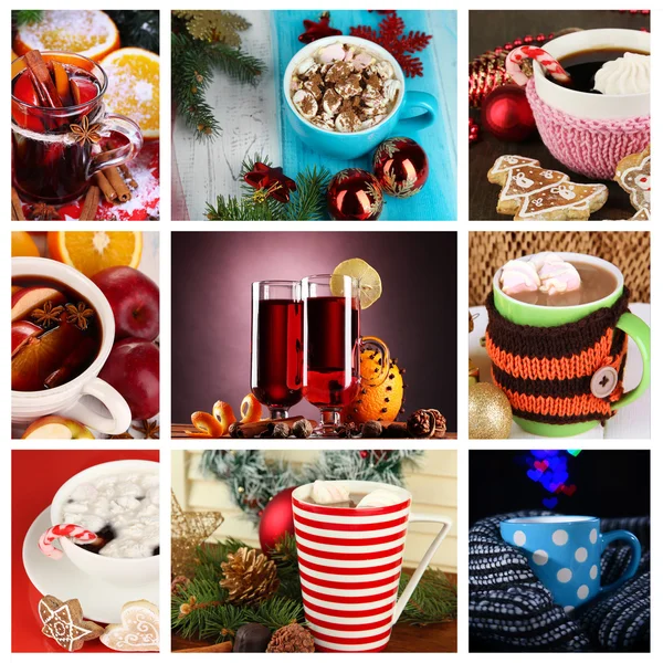 Weihnachtsgetränk-Collage — Stockfoto