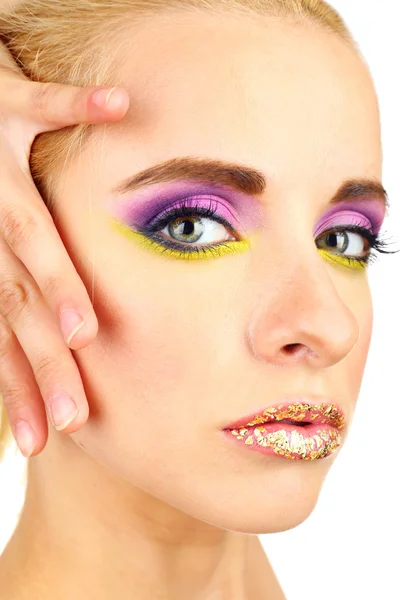 Schöne Frau mit hellem Make-up, Nahaufnahme — Stockfoto