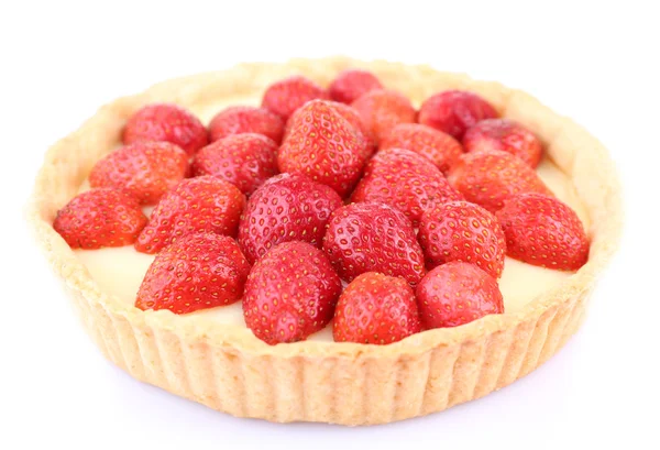 Tarte aux fraises sur blanc — Photo