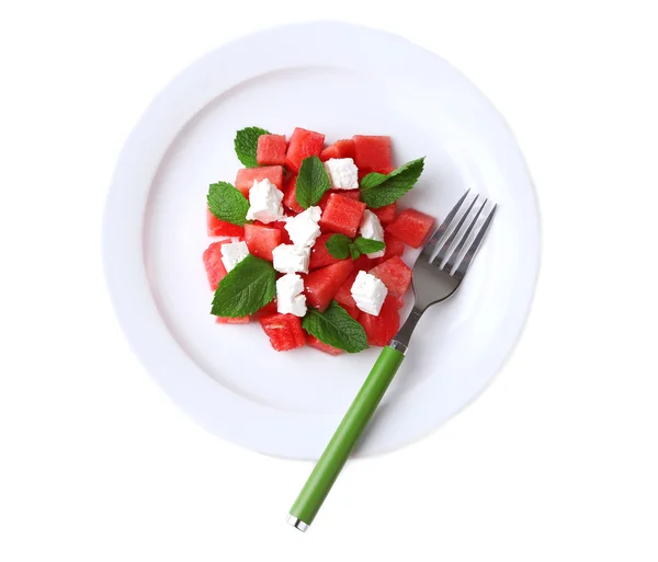 Sallad med vattenmelon och fetaost — Stockfoto