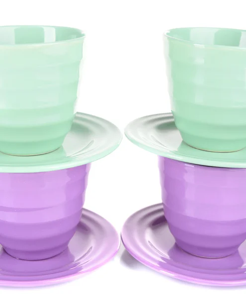 Bright cups and saucers — Stock Photo, Image