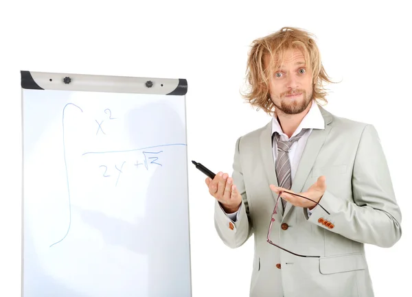 Funny doctor with board — Stock Photo, Image