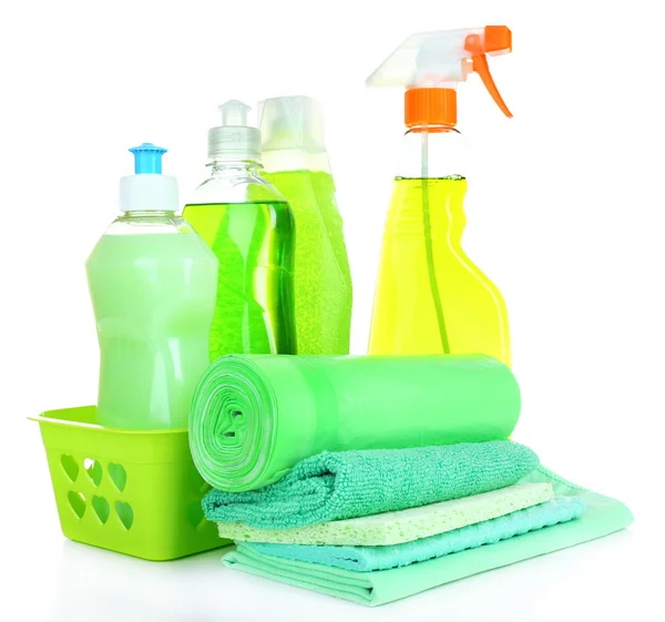 Cleaning products isolated on white — Stock Photo, Image