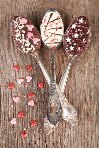 Kaşık ile lezzetli çikolata — Stok fotoğraf