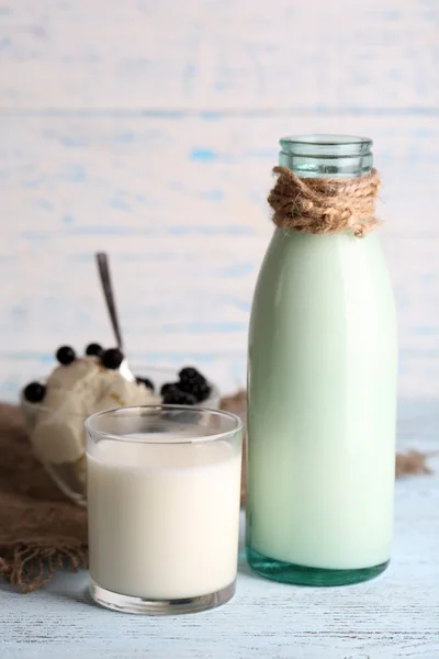 Glass bottle of milk — Stock Photo, Image