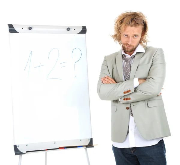 Funny doctor with board — Stock Photo, Image