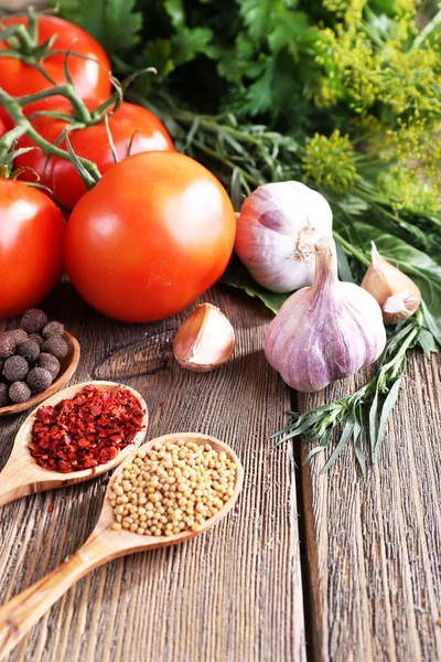 Vegetables with herbs and spices — Stock Photo, Image