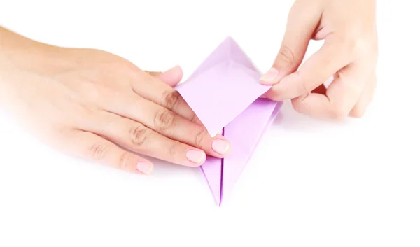 Mani che fanno origami giocattolo — Foto Stock