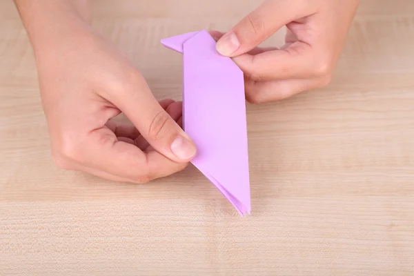 Mani che fanno origami figura — Foto Stock