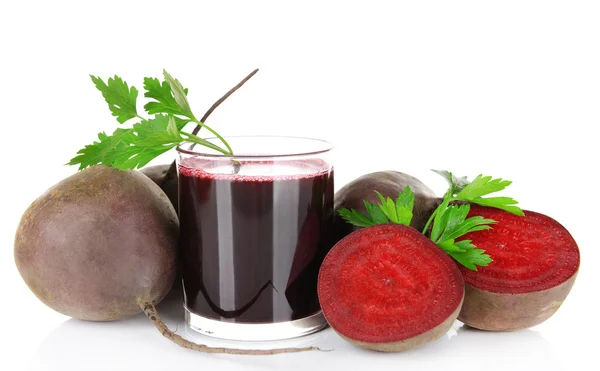 Glass of fresh beet juice and vegetables — Stock Photo, Image