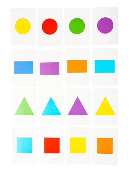 Vzdělávací karty s barevné geometrické tvary, zblízka — Stock fotografie
