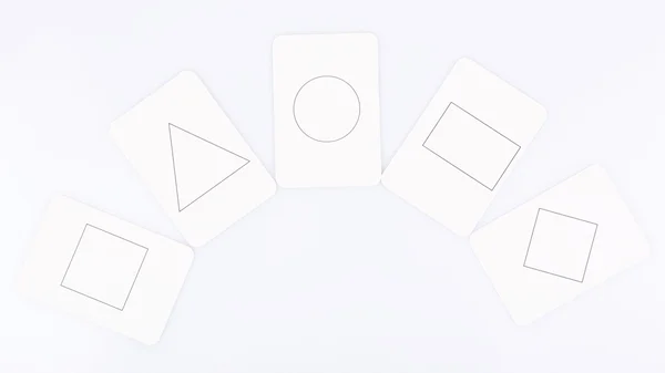 Edukacyjne karty z geometrycznych kształtów kolor na białym tle — Zdjęcie stockowe