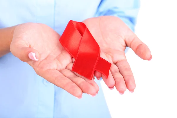 Woman with aids awareness ribbon — Stock Photo, Image