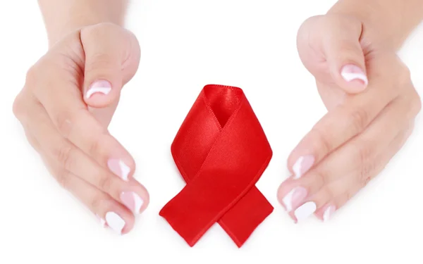 Woman with aids awareness ribbon — Stock Photo, Image