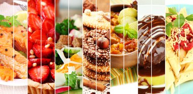 Collage of delicious food close-up