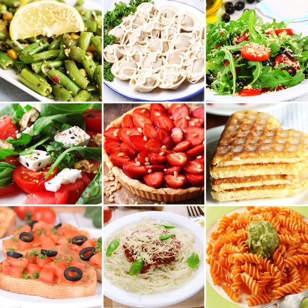 Collage of delicious food close-up — Stok fotoğraf