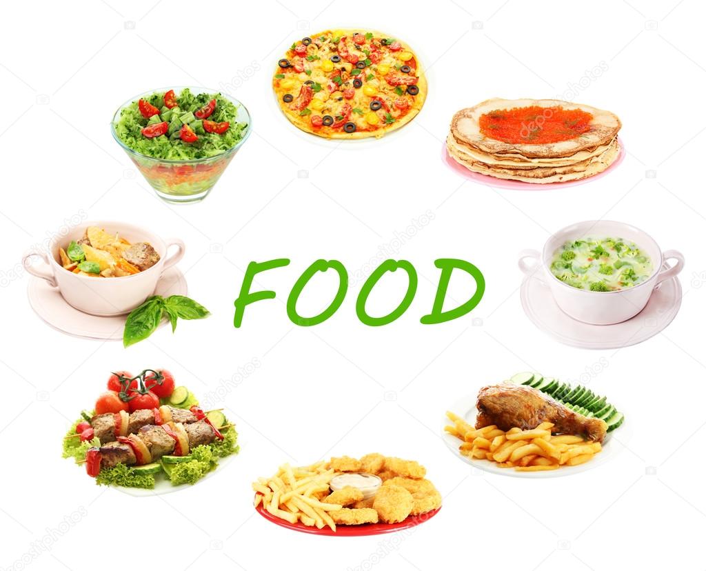 Food  collage isolated on white