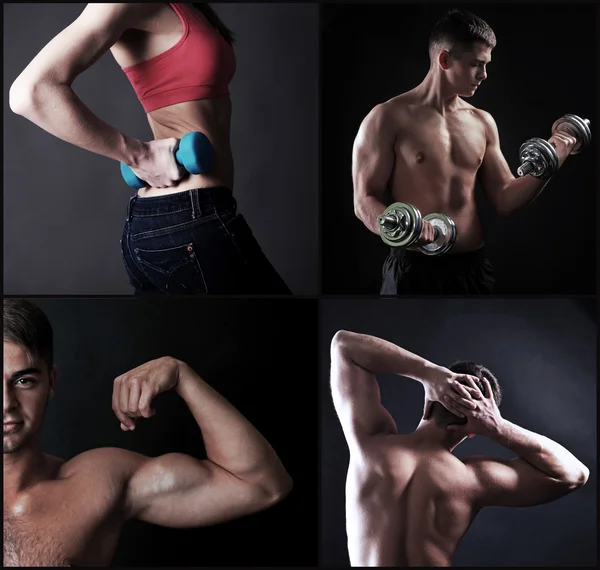 Collage with muscular people — Stock Photo, Image