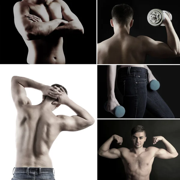 Collage med muskulösa personer — Stockfoto