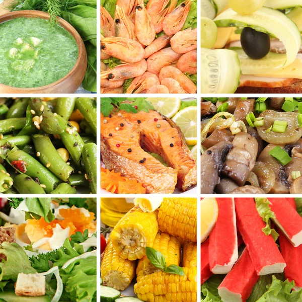 Collage of delicious food close-up — Stock Fotó