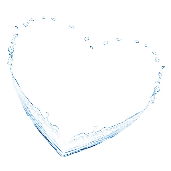 Salpicos de água em forma de coração, isolado em branco — Fotografia de Stock