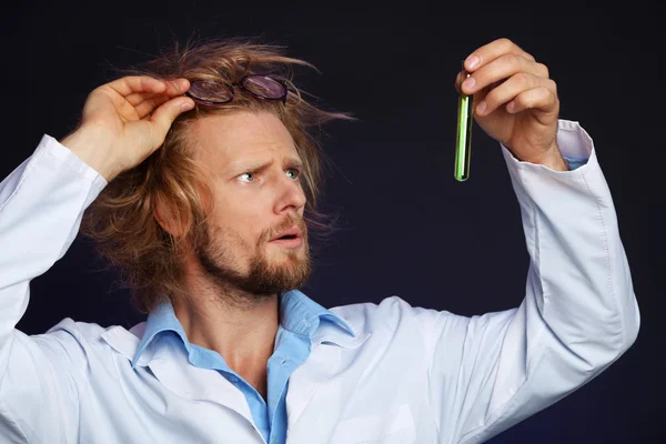 Crazy scientist in laboratory — Stock Photo, Image