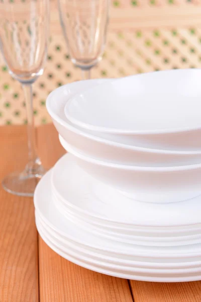 Set van witte gerechten — Stockfoto