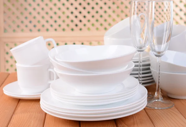 Set of white dishes — Stock Photo, Image