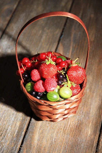 柳条编织的篮子的森林浆果 — 图库照片