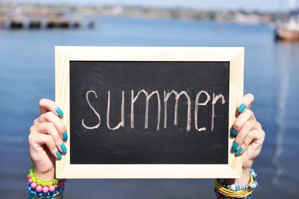 Summer inscription on chalkboard — Stock Photo, Image