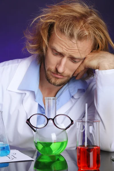 Crazy scientist in laboratory — Stock Photo, Image