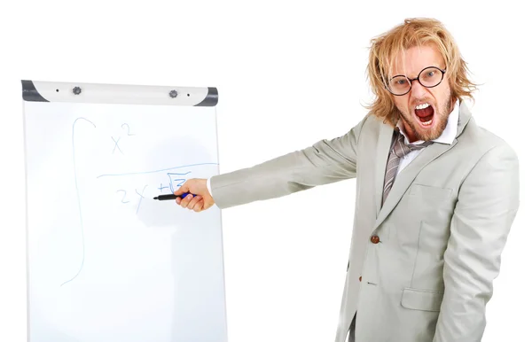 Funny doctor with board — Stock Photo, Image