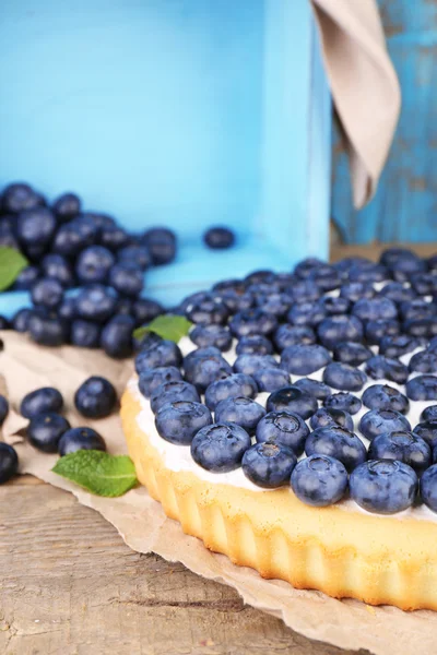 Hausgemachte Torte mit Blaubeeren — Stockfoto